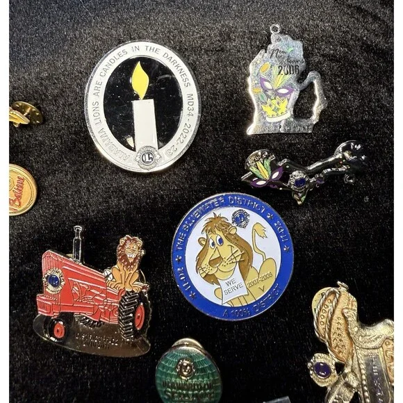 Vintage Lot of 23+ Lions Club Lapel Pins Miscellaneous From Various States - Picture 6 of 12